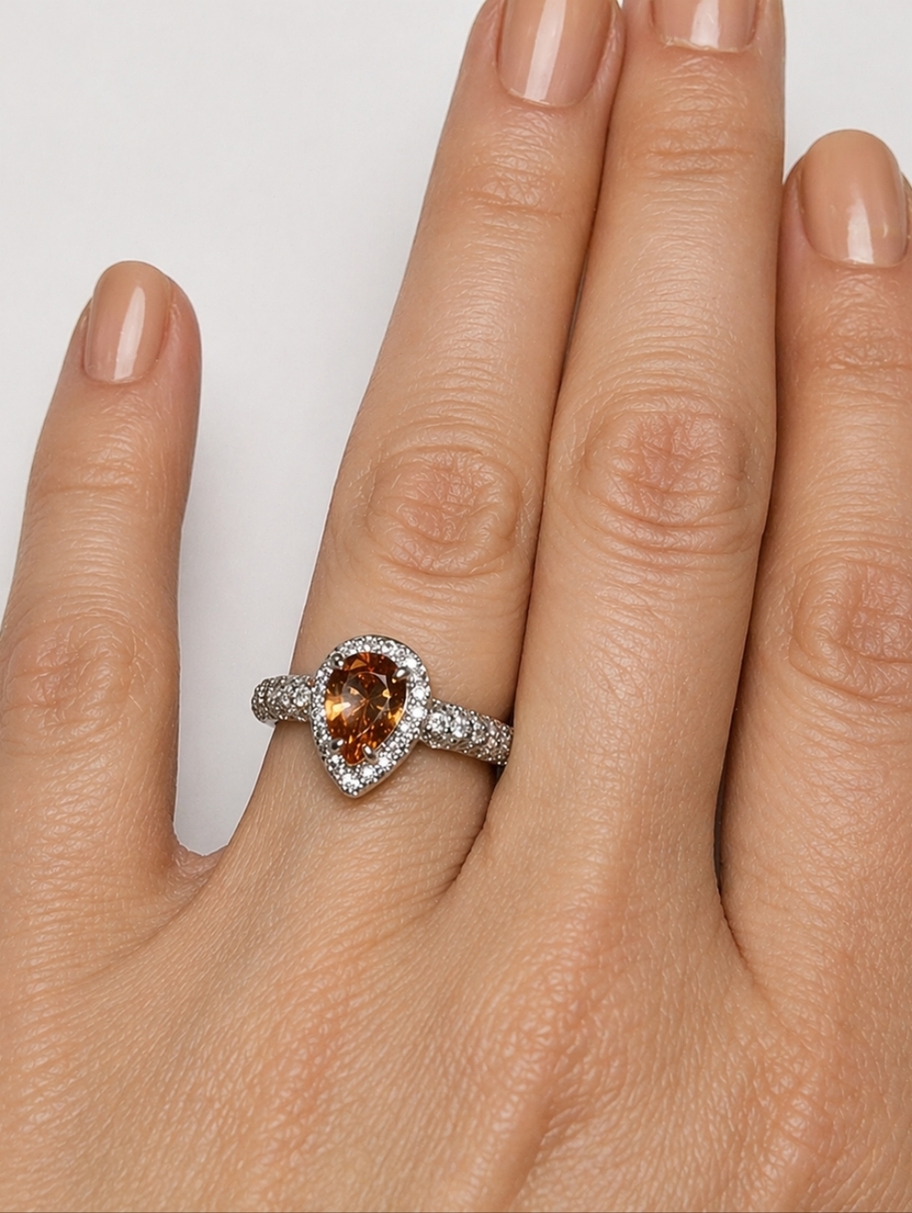 Bomb Party “Ever Bloom” Ring – Size 7 – Dark Smokey Topaz CZ – Rhodium Plated